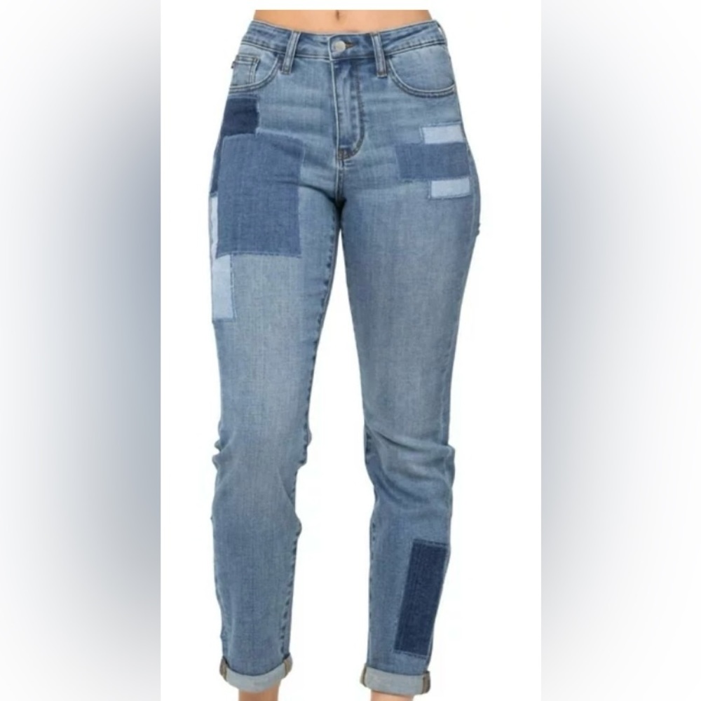 Judy blue patch blue jeans high waisted